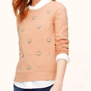 Ann Taylor Loft Blush Jeweled Sweater XSP